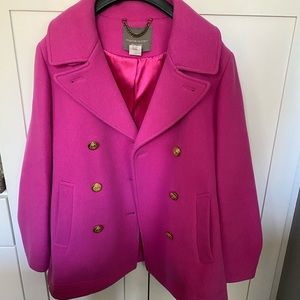 2P Pink J.Crew Stadium Cloth Wool Pea Coat